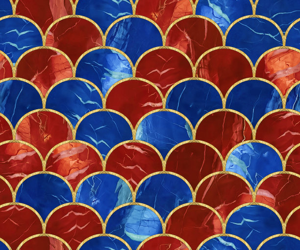 弧无缝模式。网格。镶嵌,镶嵌。彩色玻璃风格的插图。装饰艺术风格。无缝杂乱图案墙纸，纺织印花，瓷砖。装饰金浪。东方模式。图片下载