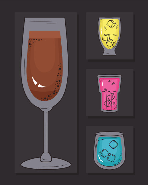 鸡尾酒图标集图片下载