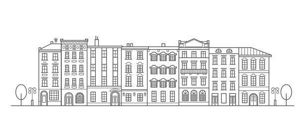 欧洲街道勾勒出古老房屋的轮廓图片下载