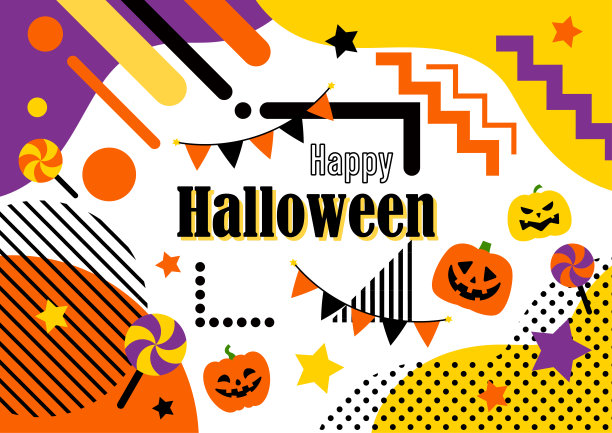 复古流行万圣节相框图片下载