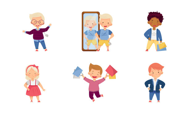 可爱时尚的男孩和女孩选择衣服图片下载