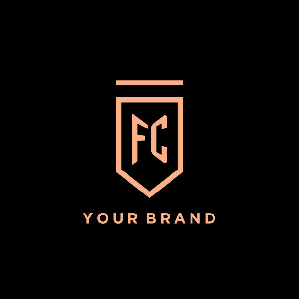 Fc字母首字母与盾标志设计图标图片下载