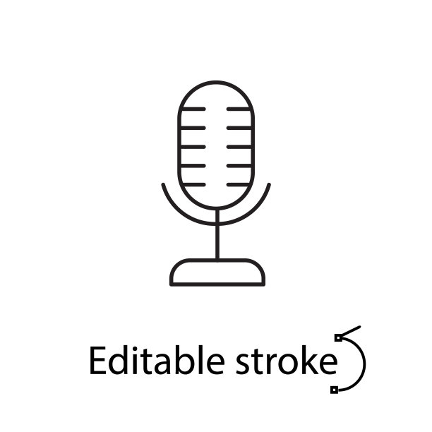 最小麦克风线图标。播客的迹象。选秀节目。记录工作室的迹象。流媒体服务。矢量图图片下载