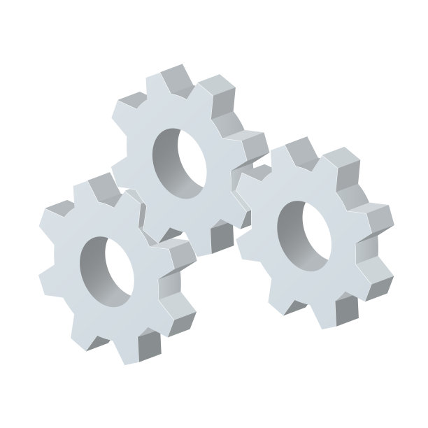 体积齿轮图标设置图标孤立在白色背景图片下载