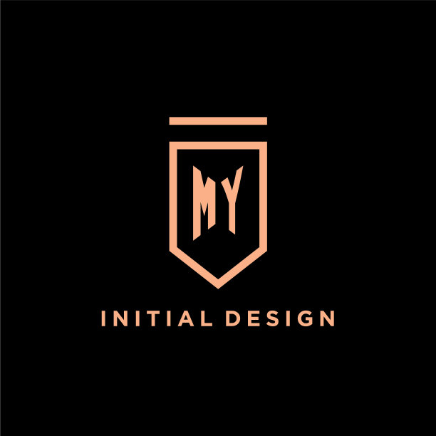 我的字母首字母与盾标志设计图标图片下载