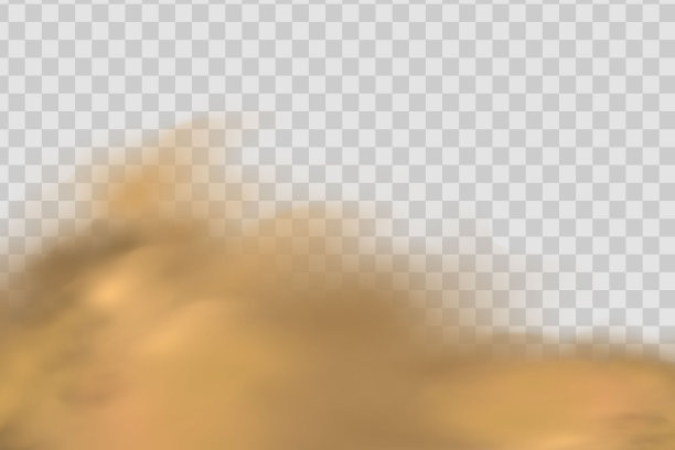 一团棕色的尘土和沙尘，还有飞扬的干沙尘和尘土。在尘土飞扬的道路或高速公路上行驶时留下的痕迹。一股股黑烟。透明背景上的现实插图。图片下载