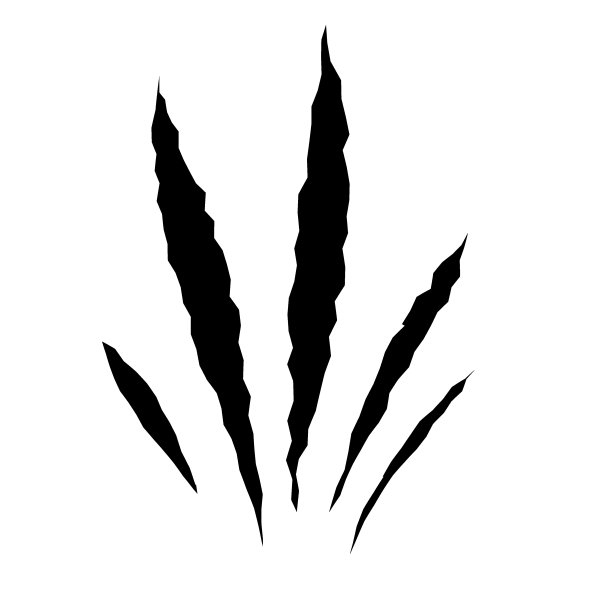 猫抓伤。黑色的爪子动物抓，撕碎的纸。猫爪痕迹。矢量插图在黑色背景。图片下载