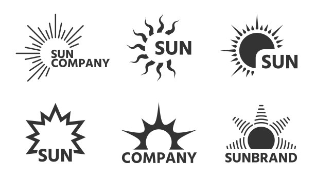 太阳标志标签标签阳光火热的商业标志集图片下载