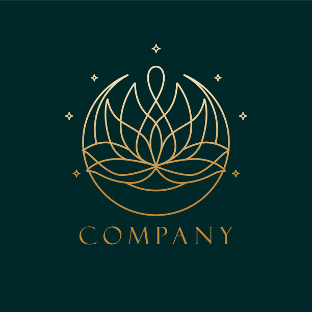 莲花月亮线艺术标志设计图片下载