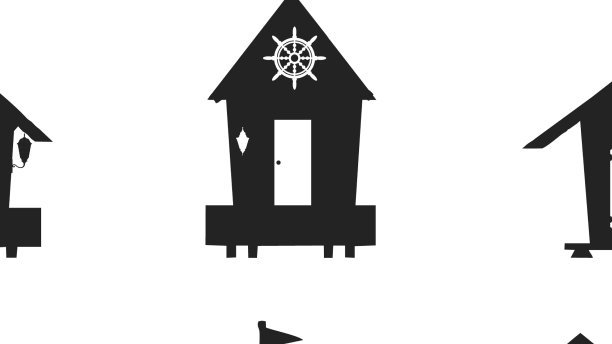 传统的海滩小屋轮廓图片下载