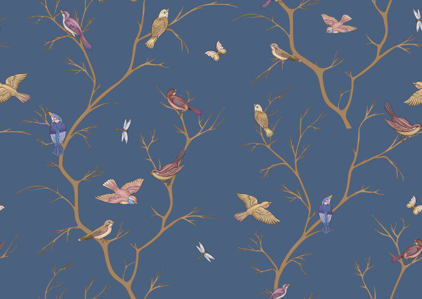 树枝与麻雀对抗天空图片下载