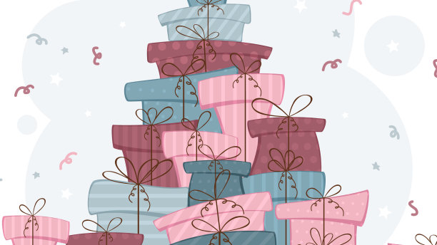 一套节日礼盒和字母快乐图片下载