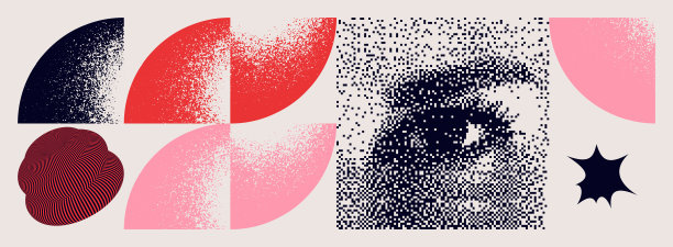 现代抽象图案水平背景，Grunge过渡纹理，几何形状图片下载