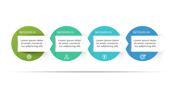 信息图表的创意概念，包括4个步骤图片下载