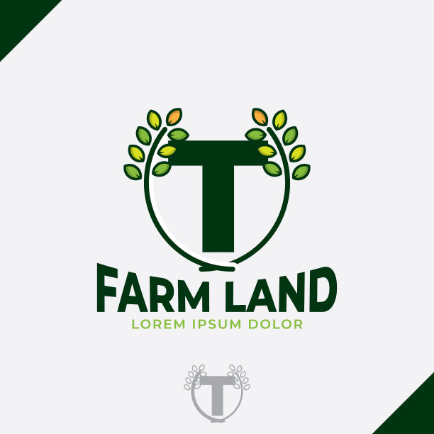 字母生态绿叶标志农场标志vintage图片下载