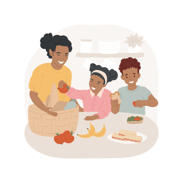 野餐篮设置孤立卡通图片下载