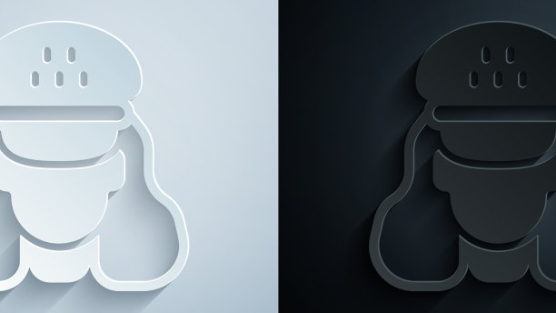 剪纸出租车司机图标孤立在灰色和图片下载