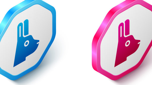 等距兔与耳朵图标孤立在白色图片下载