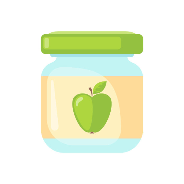 一罐婴儿食品与苹果泥图标图片下载