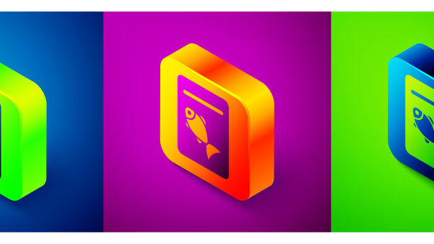 等距的盘子上的鱼图标孤立在图片下载