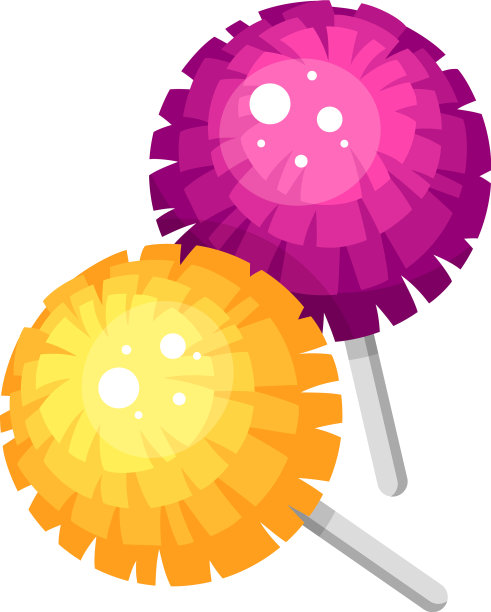 啦啦队员，黄色和紫色的球棒图片下载