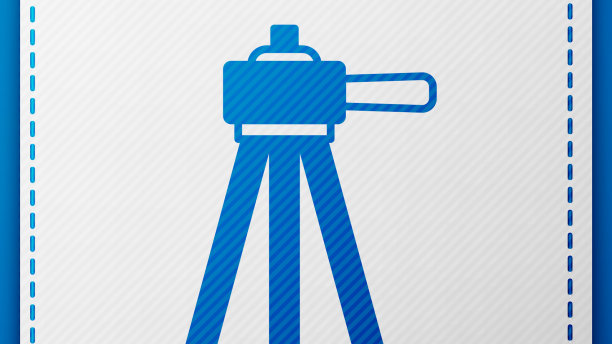 蓝色的三脚架图标孤立在蓝色背景图片下载