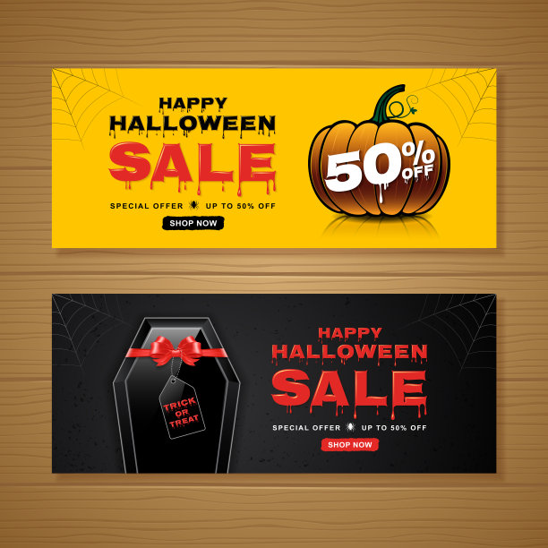 万圣节快乐销售不给糖就捣蛋横幅模板图片下载