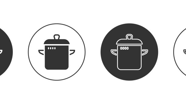 黑色炊具图标孤立在白色上图片下载