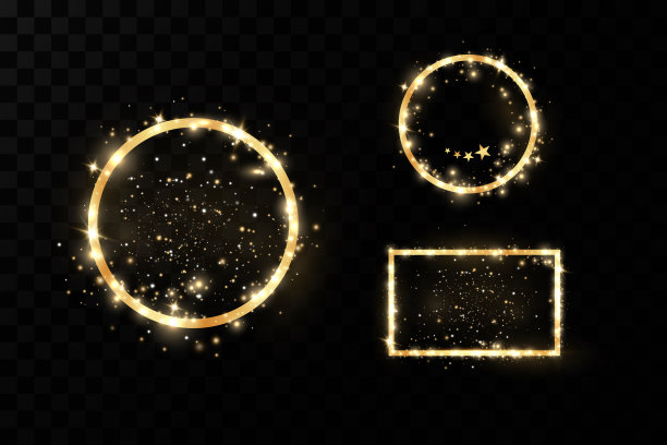 金色的文本框。空白抽象横幅布局。背景与黄金闪光和闪光效果。图片下载