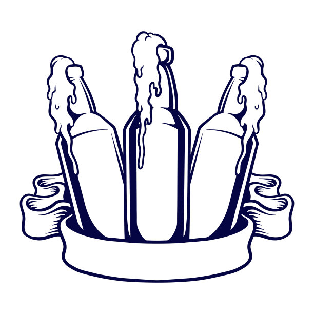 三瓶啤酒日剪影图片下载