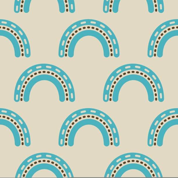 蓝色彩虹groovy 1970年良好的振动无缝矢量模式背景。温馨的复古抽象墙纸，可爱的70年代纹理图片下载