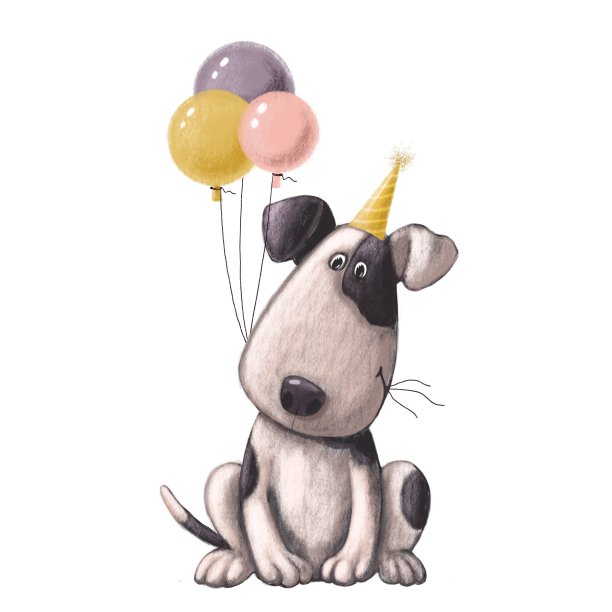 带着气球的可爱派对小狗图片下载