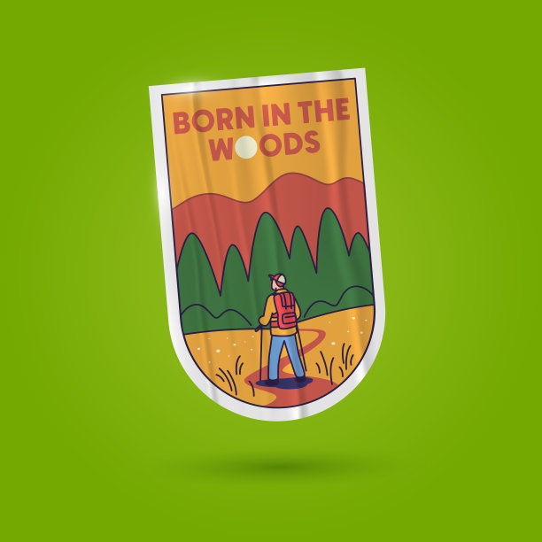 户外矢量复古贴纸图片下载