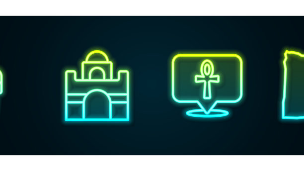 设置线埃及木乃伊埃及房子十字十字图片下载