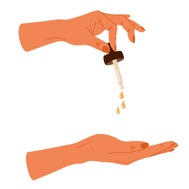 女人手里拿着化妆品。手里拿着吸液管，从盛有美容产品的罐子里拿出来。面部按摩。日常护肤及卫生理念。矢量图图片下载