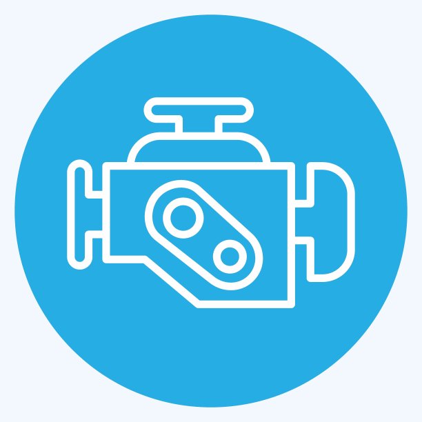 图标发动机警告。适用于汽车标志。蓝眼睛的风格。简单的设计可编辑。设计模板向量。简单的说明图片下载