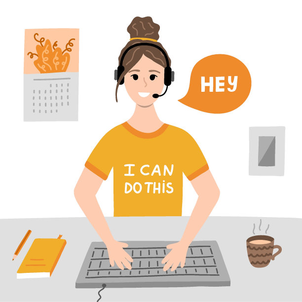 Hipster矢量插图与呼叫。戴着耳机的年轻女士在打招呼。互联网技术，数字营销。积极的社区。人们的生活方式和互联网的网络观念。业务电话。图片下载