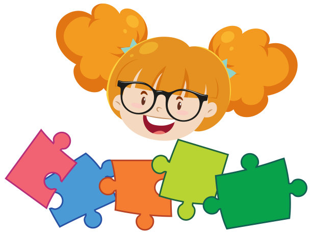 一个玩拼图的女孩图片下载