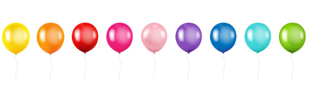 大集明亮的气球孤立图片下载