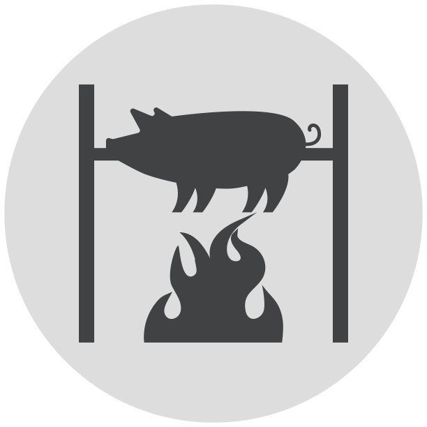 猪烤烧烤图标设计矢量孤立在白色背景图片下载