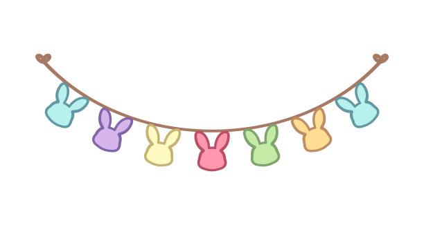 复活节彩色粉彩兔头旗剪贴画图片下载