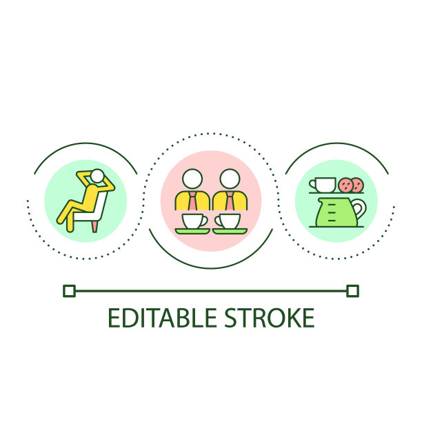 休息和晚餐与同事循环概念图标图片下载
