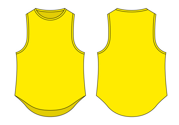 空白黄色背心与曲线下摆模板图片下载