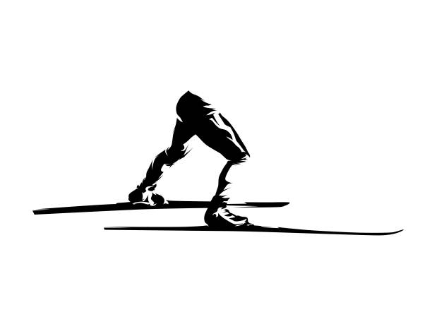 用滑雪板越野滑雪。冬季运动的象征。孤立的矢量图图片下载