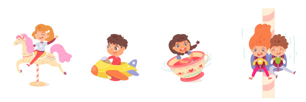 可爱的孩子在游乐场玩，设置男孩和图片下载