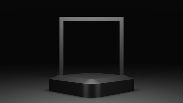 空白的黑色平台展示，产品展示的黑色基座，空白的舞台，3D渲染图片下载