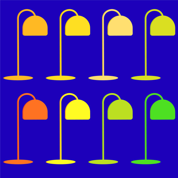 一套彩色台灯的桌子图片下载