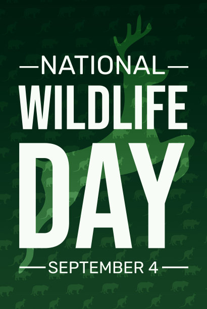 国家野生动物日抽象绿色横幅设计排版。拯救和保护野生动物背景壁纸图片下载