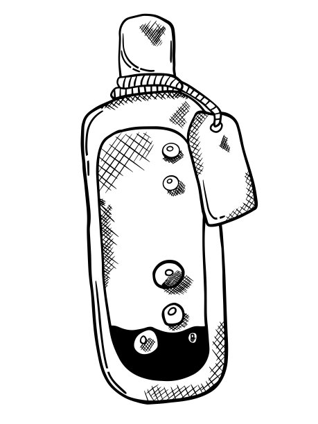 万圣节，瓶子里装药水。万圣节手绘线条艺术插图图片下载