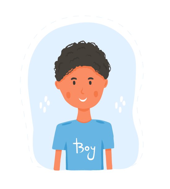 小男孩化身在平面风格的蓝色背景图片下载